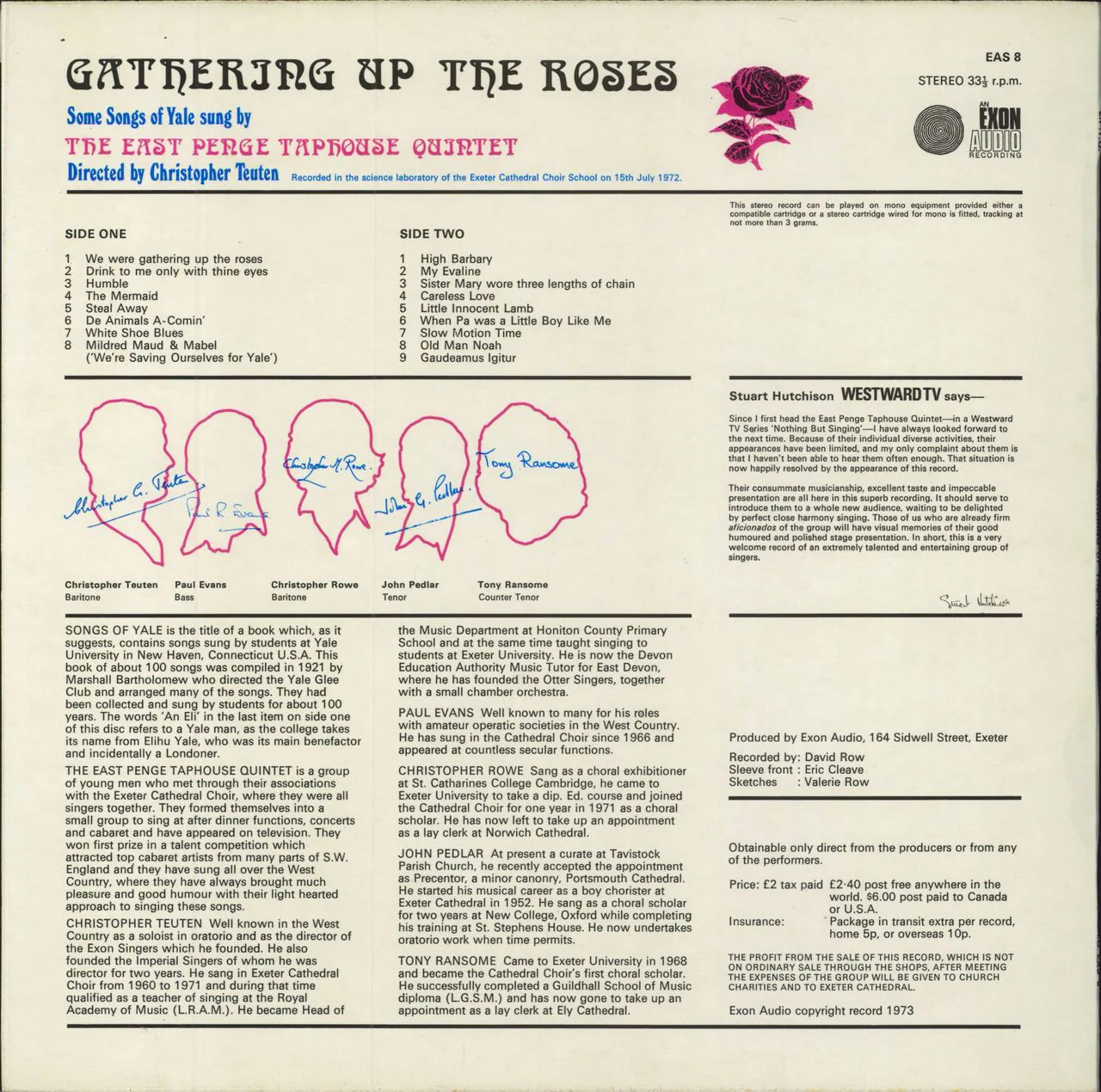 Exeter, Gathering Up Roses LP - rear cover