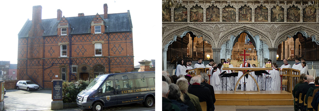 Exeter Cayjedral School and a service in the nave